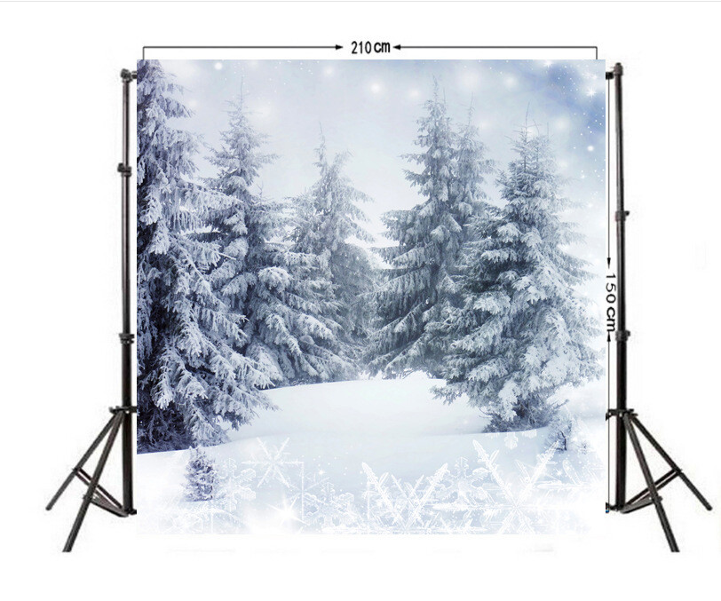 Winter Snow Forest Trees Photography Backdrop Photo Studio Background Props