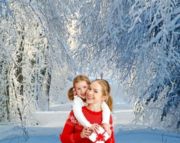 Snowy Forest Photo Background – Winter Wonderland Backdrop – 10x8ft Blue