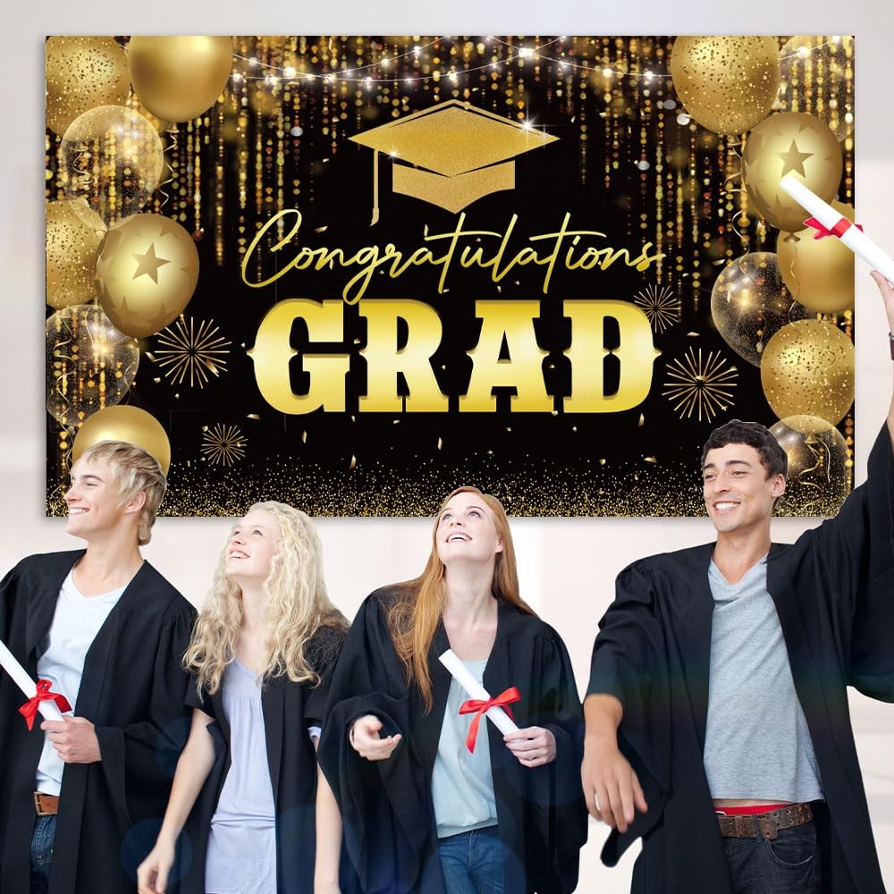 2025 Graduation Party Decorations Congrats Grad Banner 72×44 Inch, 2025 Class…