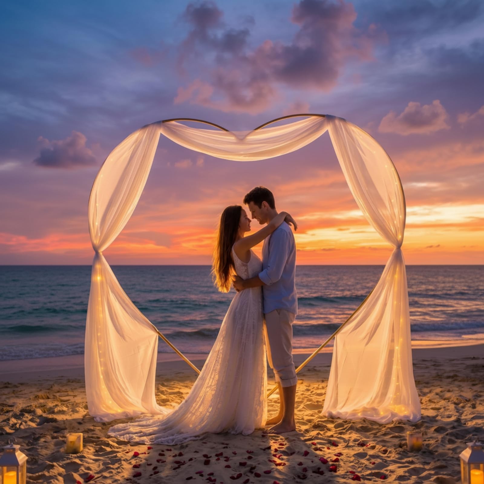 Gold 7ft Heart Arch Stand for Wedding, Metal Love Balloon Column Arch Frame w…