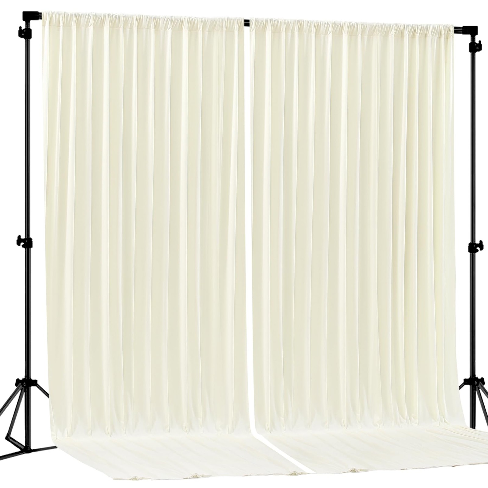Ivory Backdrop Curtain 2 Panels Wrinkle-Free Beige Photography Drapes 8x10FT