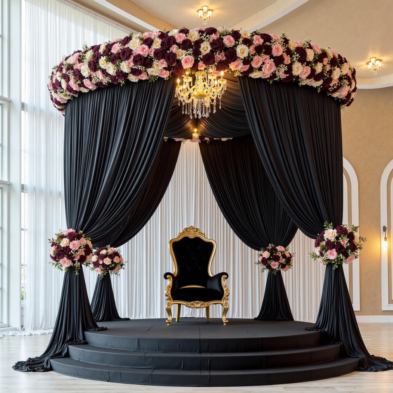 10ft x 15ft Black Backdrop Curtain 2 Panels Wrinkle Free Photo Studio