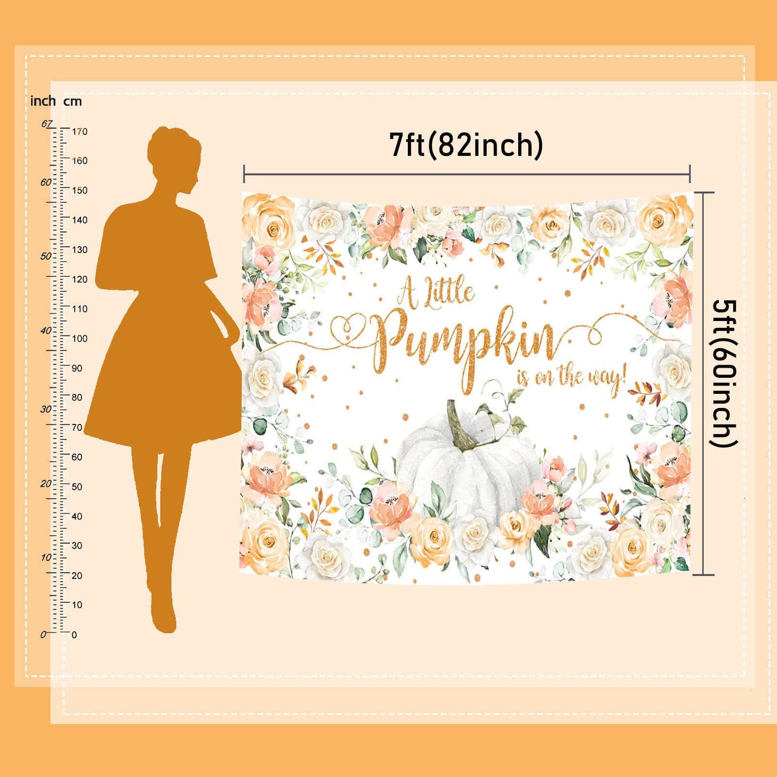 Fall Baby Shower Backdrop A Little Pumpkin Is On The Way Orange 7×5 Ft