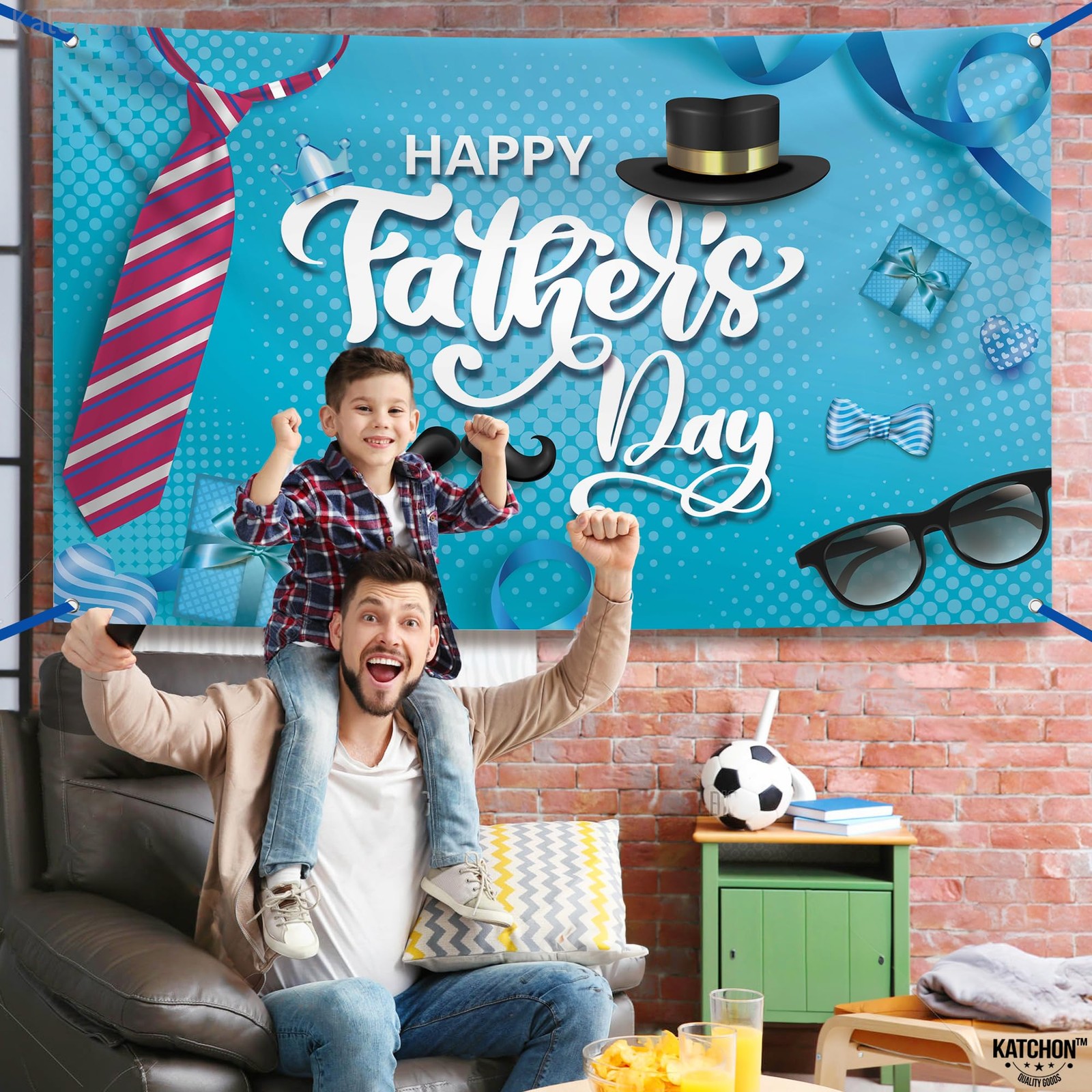 Blue Happy Fathers Day Banner – XtraLarge, 72×44 Inch | Happy Fathers Day Decora