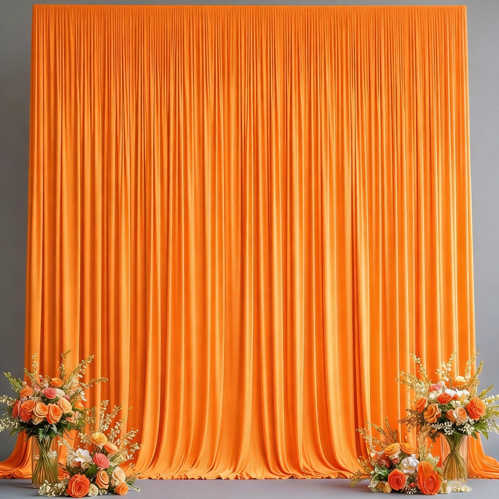 2 PCS 10×10 FT Orange Backdrop Curtains Rod Pockets Wrinkle Free Photo Stage