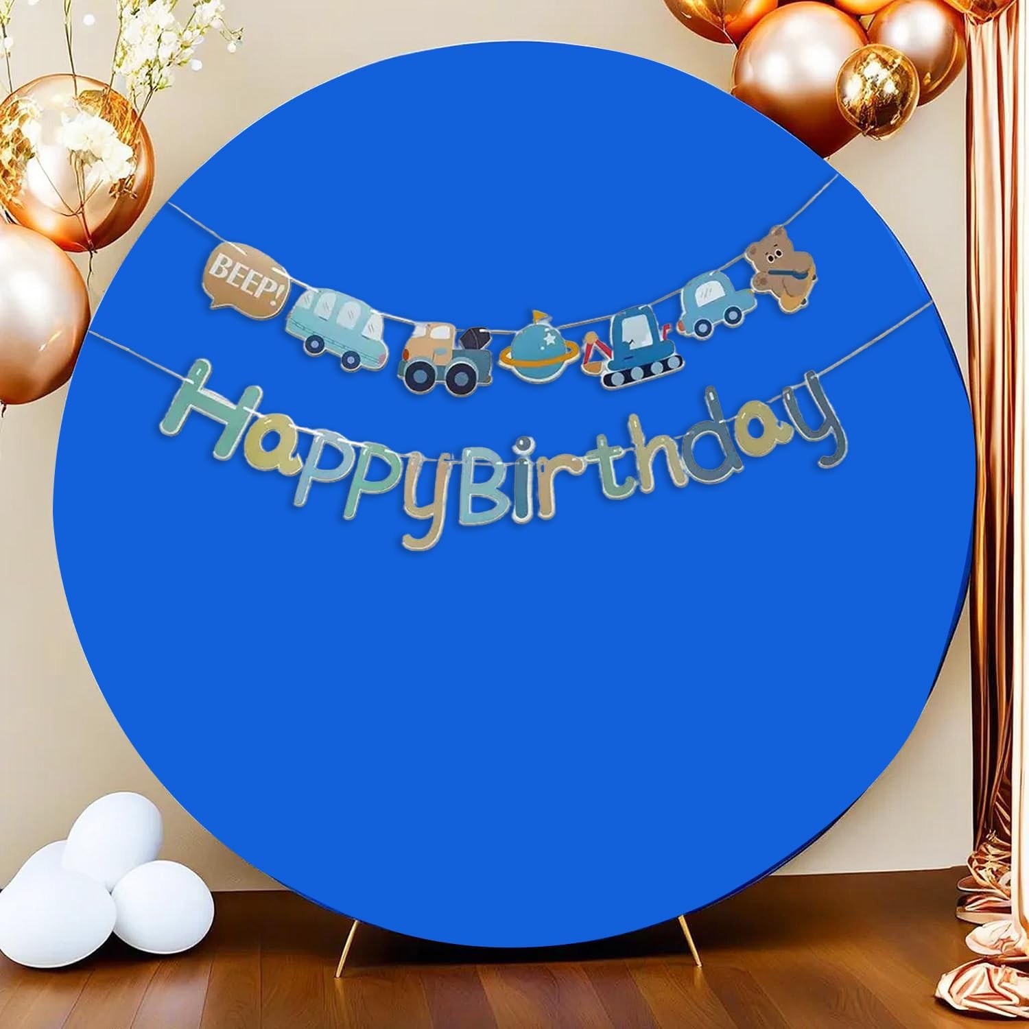 7.2FT Royal Blue Round Backdrop Cover for Wedding,Circle Balloon Arch Backgou…