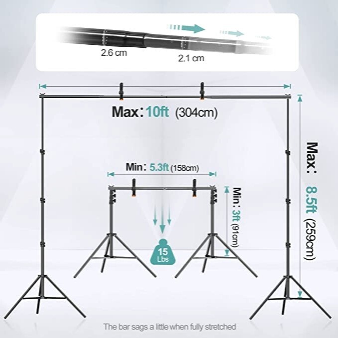 EMART 8.5 x 10 ft Photo Backdrop Stand Adjustable Photography Muslin Background