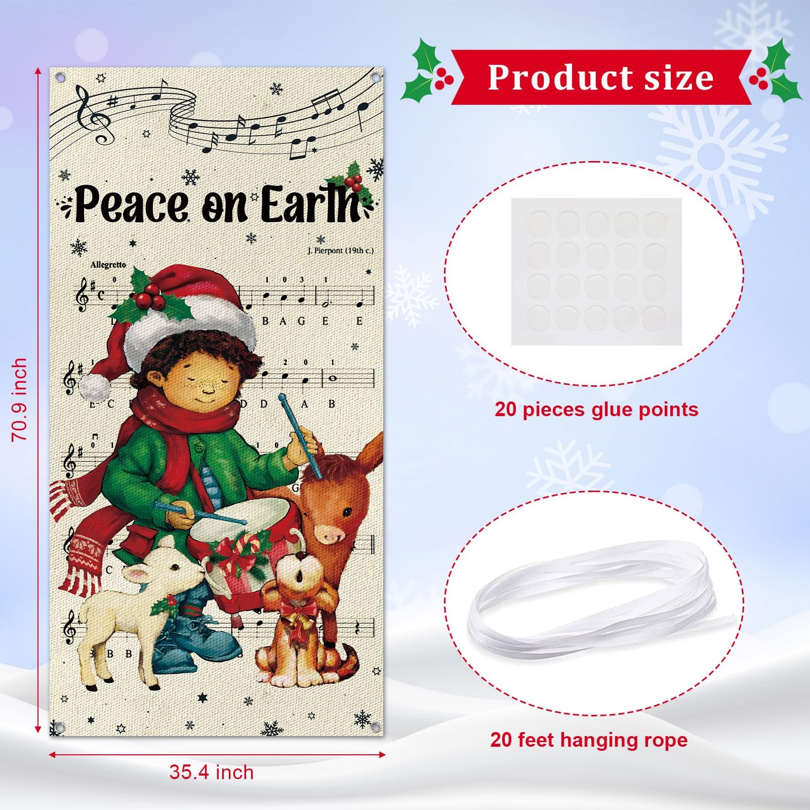 Tiamon Christmas Door Cover 70.9 x 35.4 inches, as shown in the picture