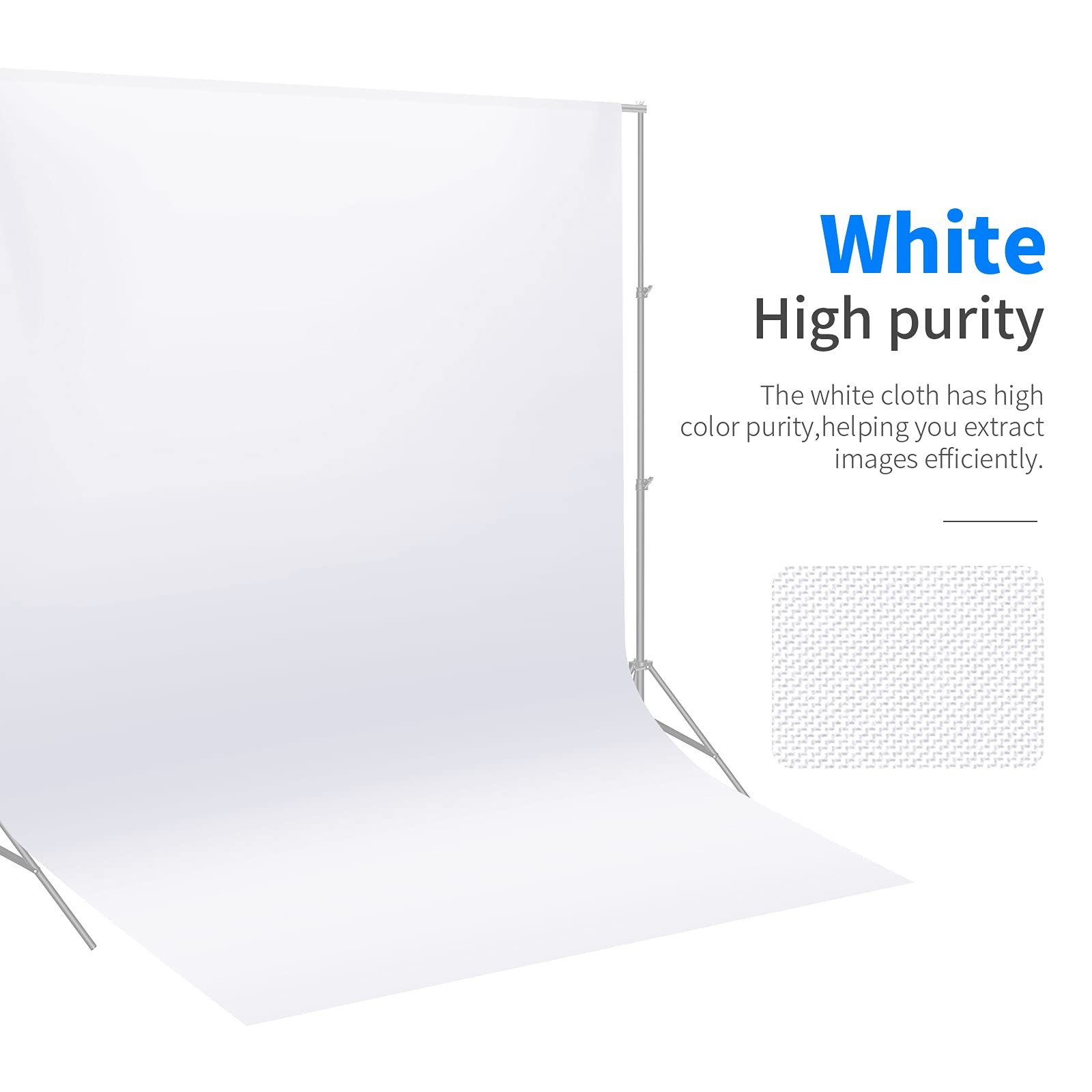 Neewer 6x9Ft Photo Studio 100 Percent Pure Polyester Collapsible Backdrop White