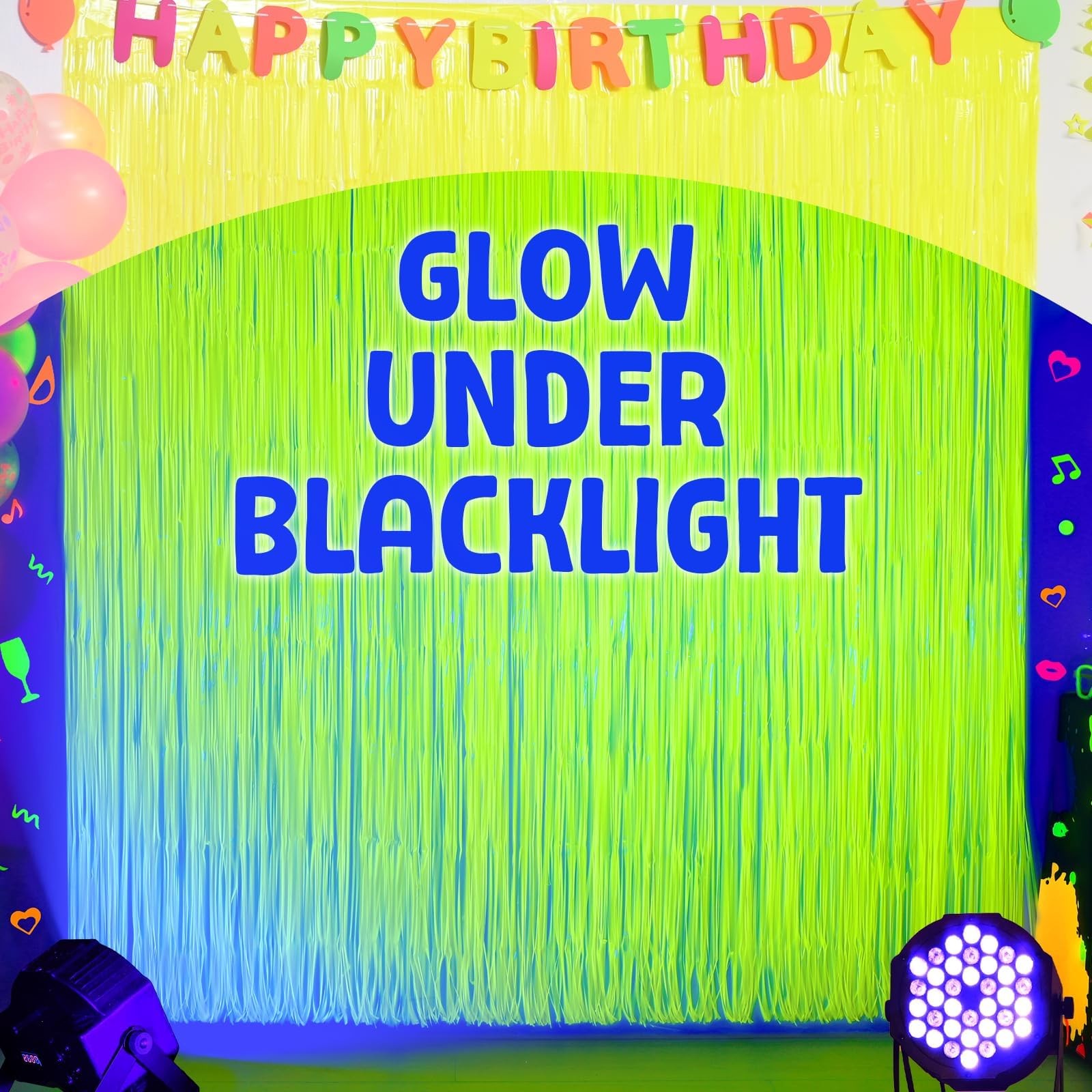 Mega-L Glow in The Dark Party Supplies, Neon Party Decorations, 2 Pack 6.6×6….