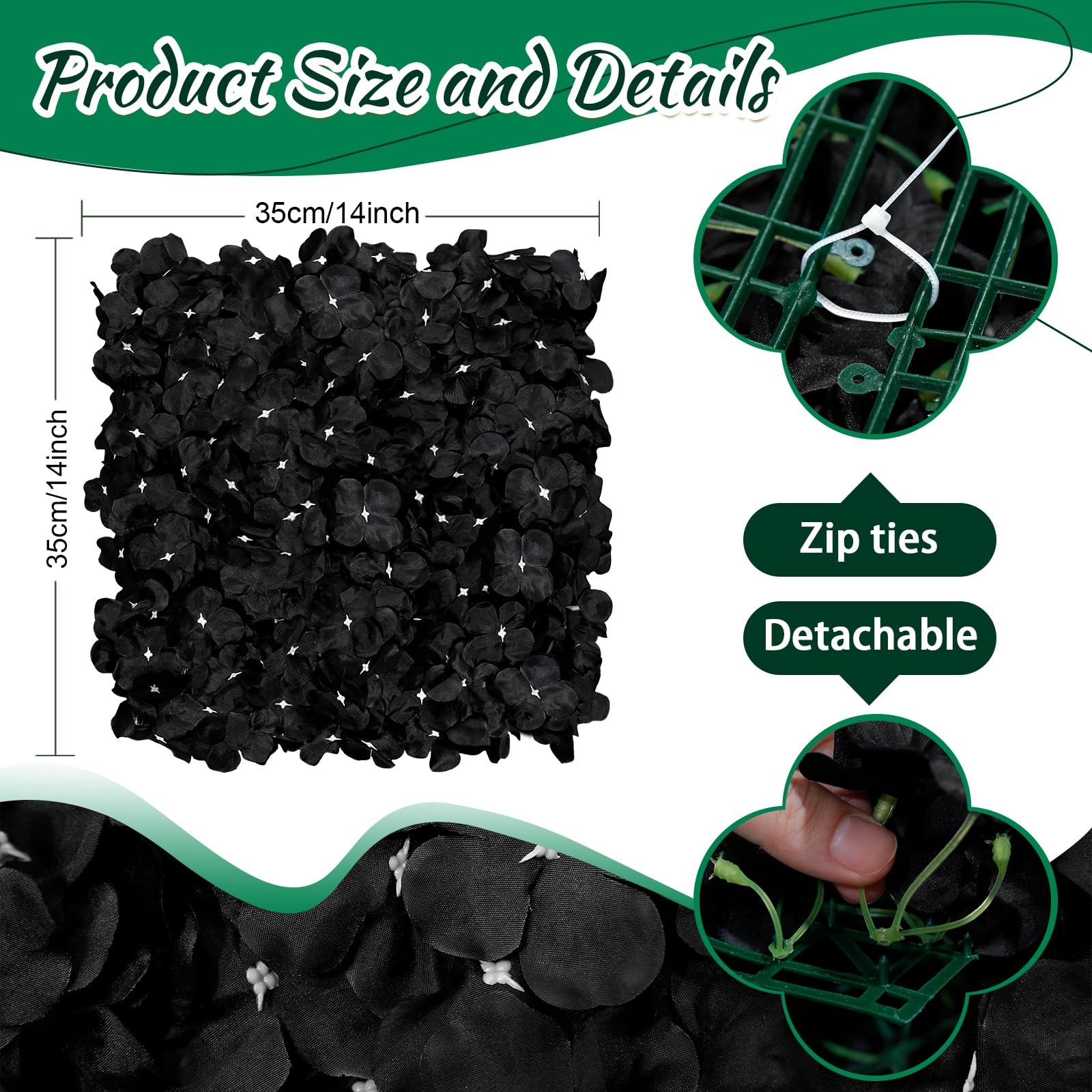 Black Flower Backdrop Artificial Wall Mat 7×4.6ft 3D 7ftx4.6ft,