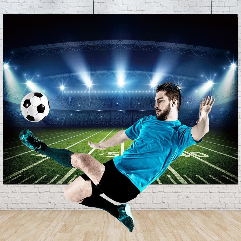 8x6ft Night Spotlight Football Stadium Bowl Field Photography Backdrop