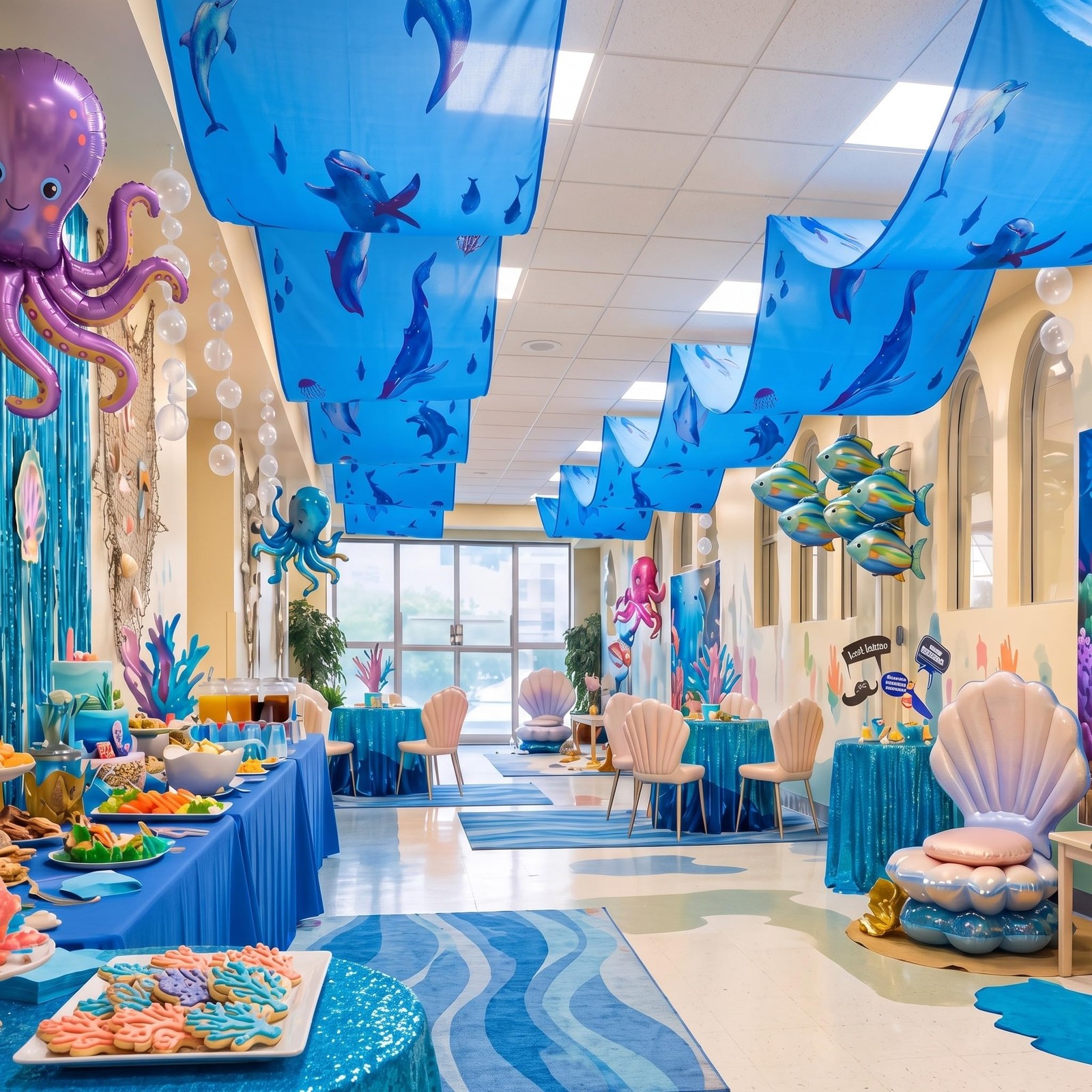 32 Inch x 16 ft Under The Ocean Classroom Decorations Shark Whale Ceiling Dec…