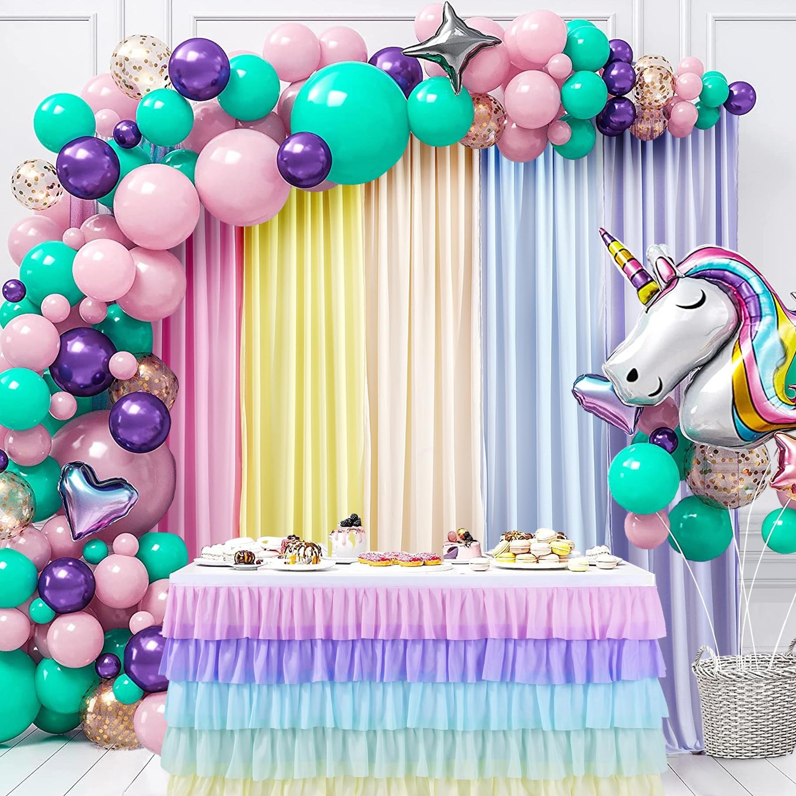 Pastel Backdrop Curtains Unicorn Backdrops Unicorn Party Backdrops for Girls …