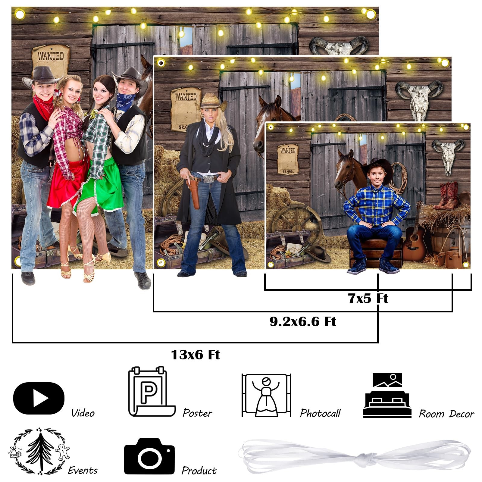 Western Party Backdrop Western Cowboy Party Decoration Supply Wild 7 x 5 ft