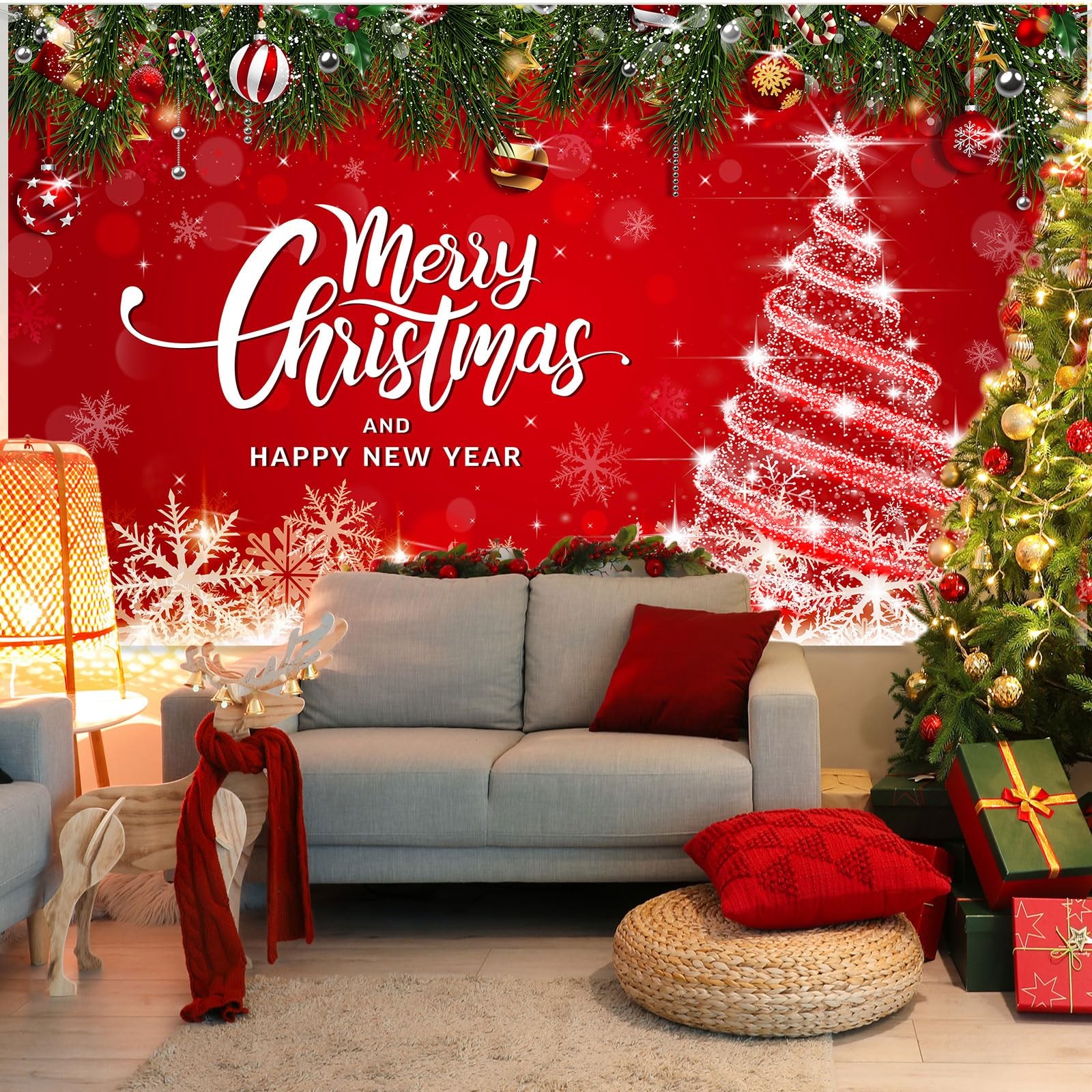 Irenare Christmas Backdrop Merry 72.8 x 43.3 inches, as the picture shown