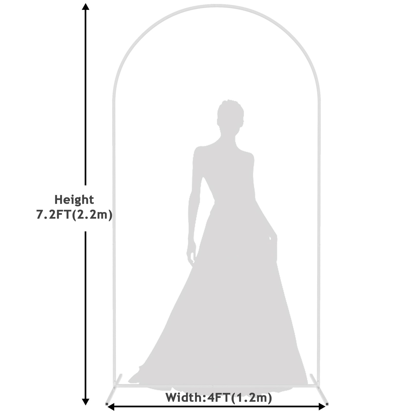 7.2FT White Wedding Arch Stand Metal Square Arched Backdrop Frame for Party C…