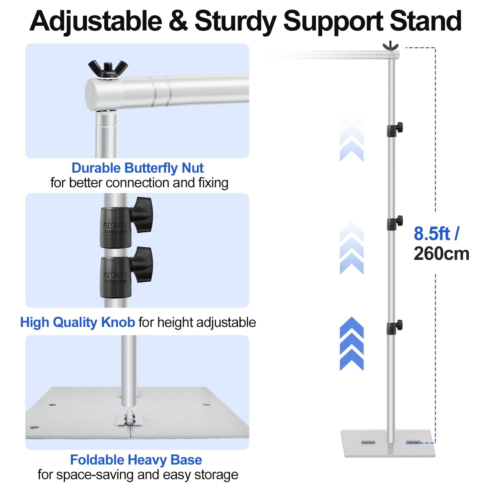 Backdrop Stand, 8.5x10ft Width Adjustable Photography Background Support Pole…