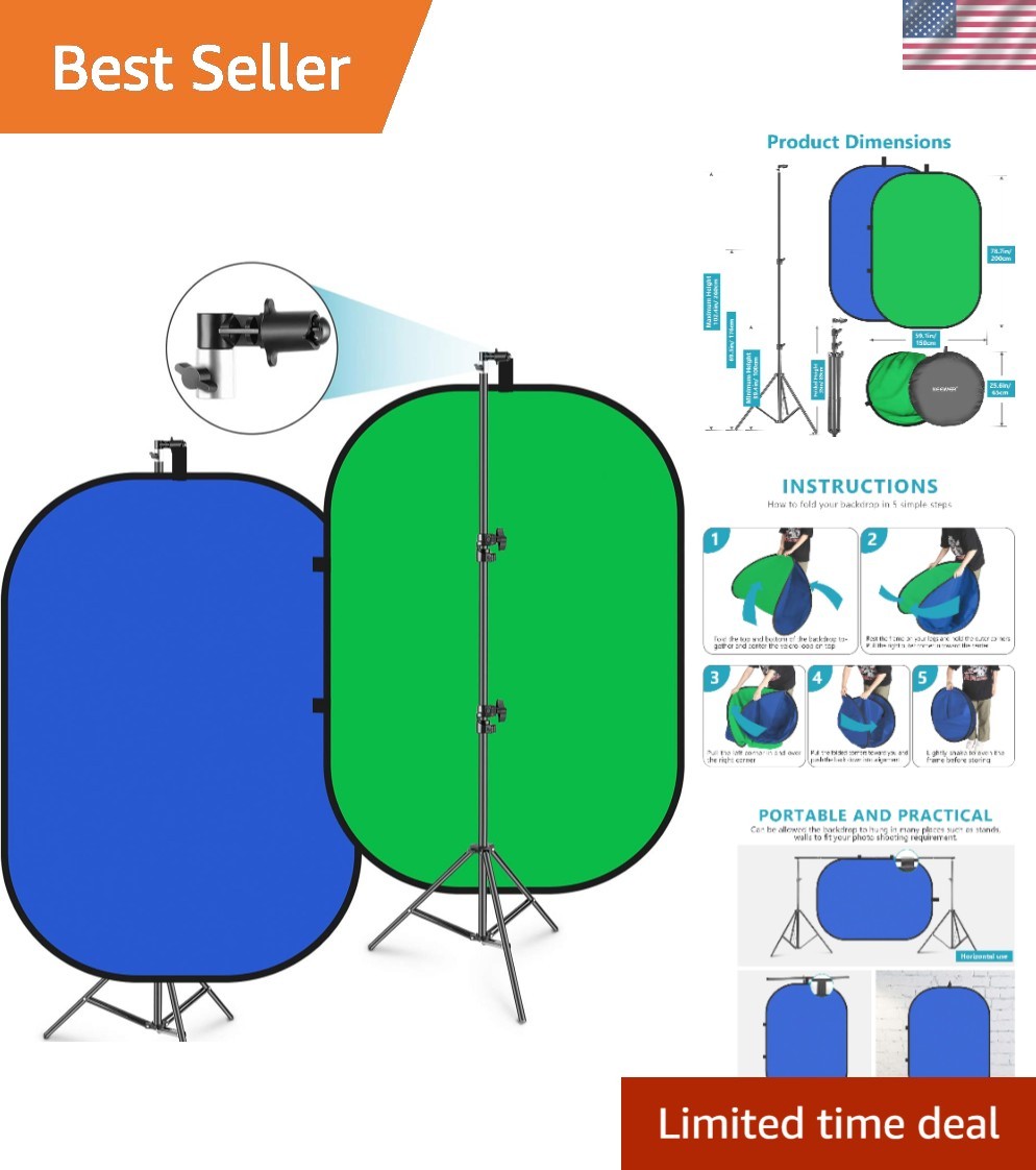 Versatile 5x7ft Green & Blue Reversible Backdrop – Ideal for Photography & Video
