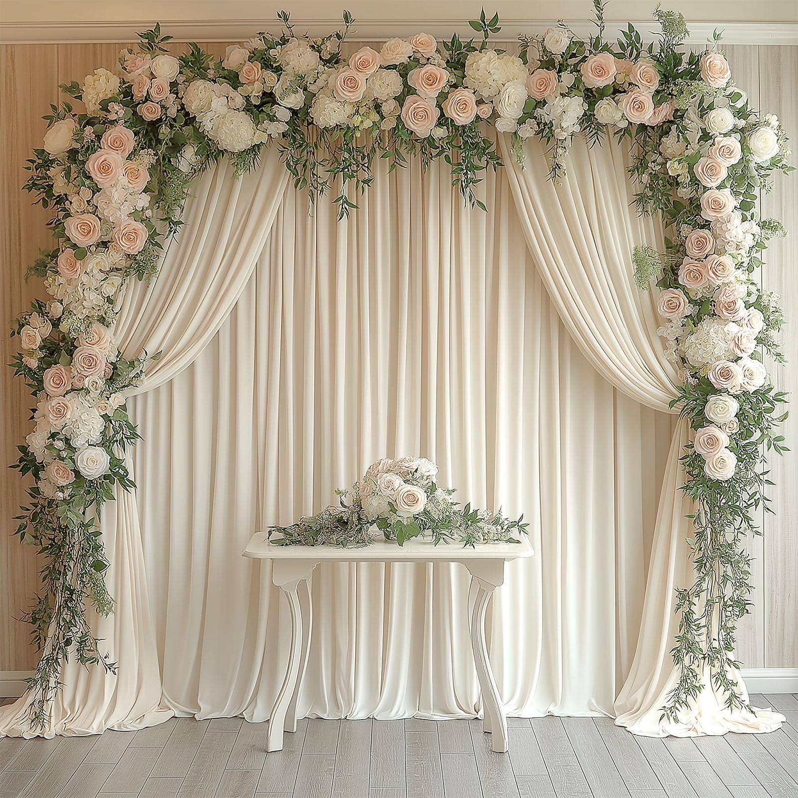 2 Panels Ivory Backdrop Curtain Wrinkle Free Soft Fabric Photography 5×10 Ft