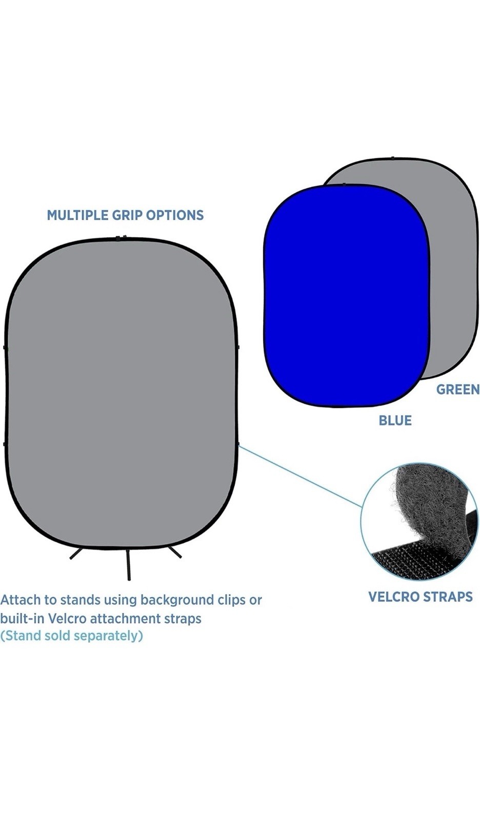 Fovitec 5×6.5ft Pop Up Reversible Collapsible Backdrop Blue Gray Twist Fold Flex