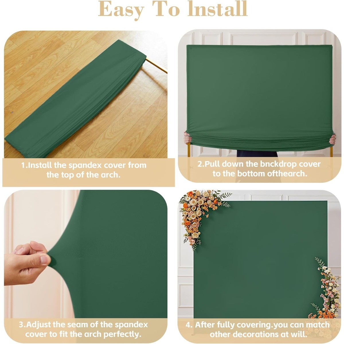 6.6×6.6 Ft Hunter Green Square Arch Spandex Backdrop Cover Party Photo