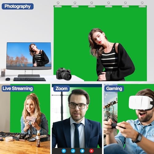Green Screen Backdrop Kit with Stand, Portable Greenscreen 5x7ft green screen