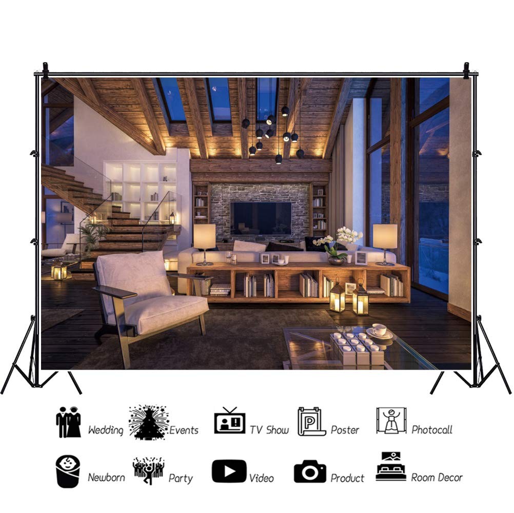 6.5x5ft Living Room Backdrop Zoom Meeting Video Modern Home Office Backdrop f