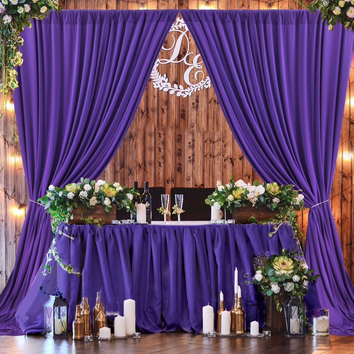 10Ft X 10Ft Wrinkle Free Purple Backdrop Curtain for Parties, Polyester Backdrop