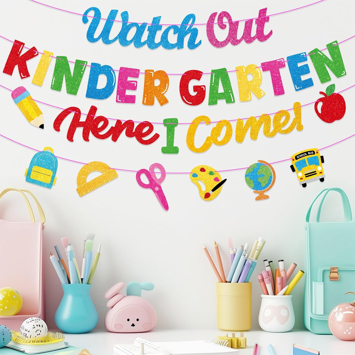 Watch Out Kindergarten Here I Come Banner Decor, First Day of Kindergarten Decor