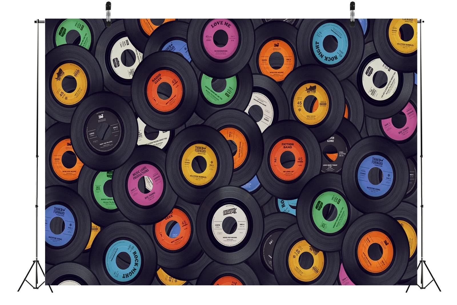 BELECO 7x5ft Fabric Retro Music Records Backdrop 1950s Rock 7x5FT, A11404