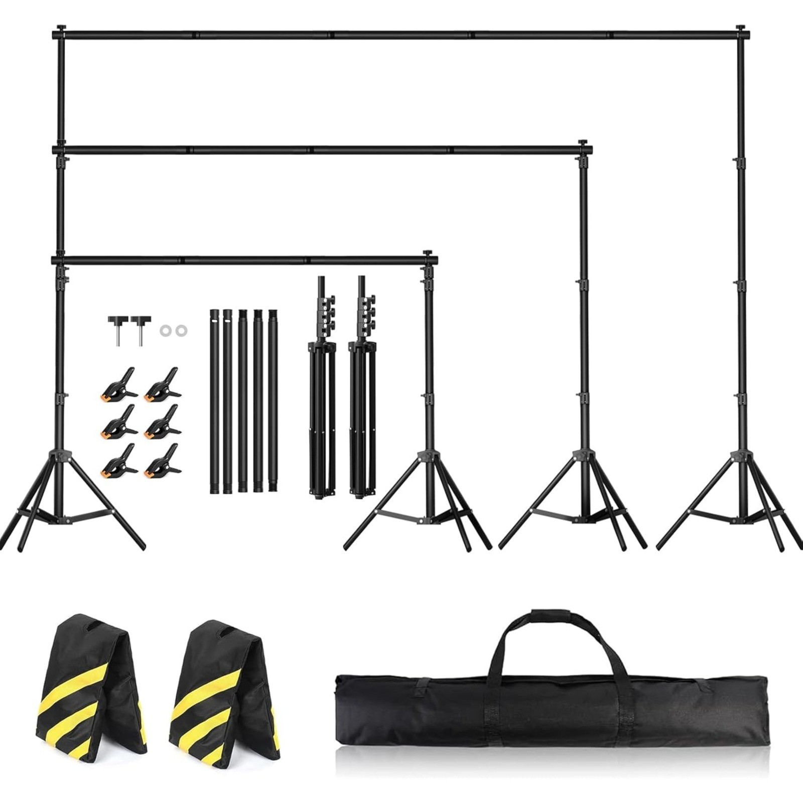 10FT Adjustable Photography Background Stand Photo Backdrop Holder With Sandbags