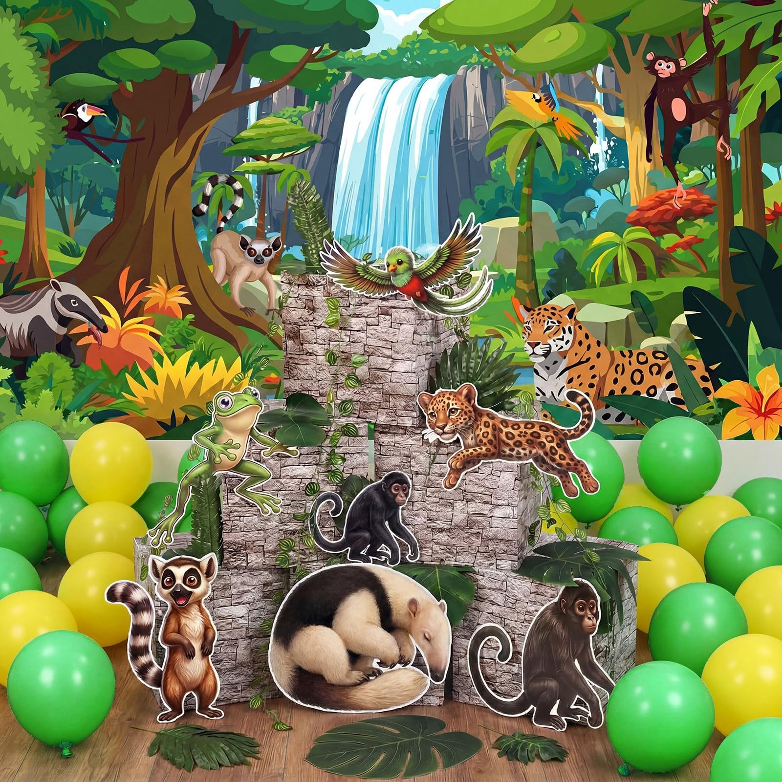9 x 6 ft Rainforest Theme Backdrop Sets for Vbs Rainforest Decoration Bulk Va…