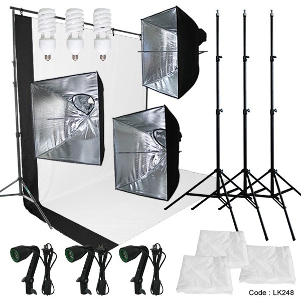 Linco Studio Photo Backdrop Muslin Studio Umbrella Lighting Bulb Light Kit