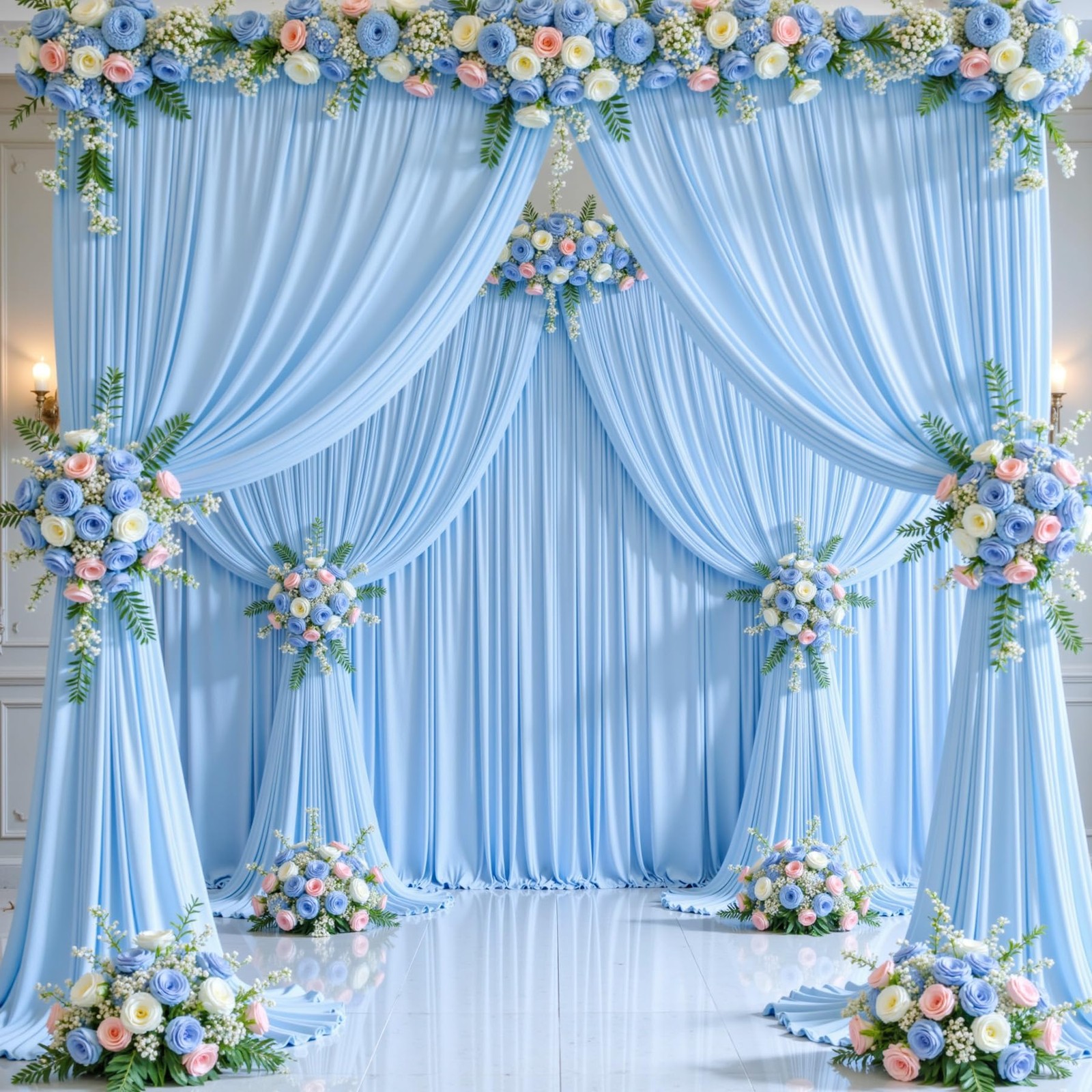 20ft x 10ft Free Baby Blue Wedding Backdrop Curtains for Party Bridal Shower …