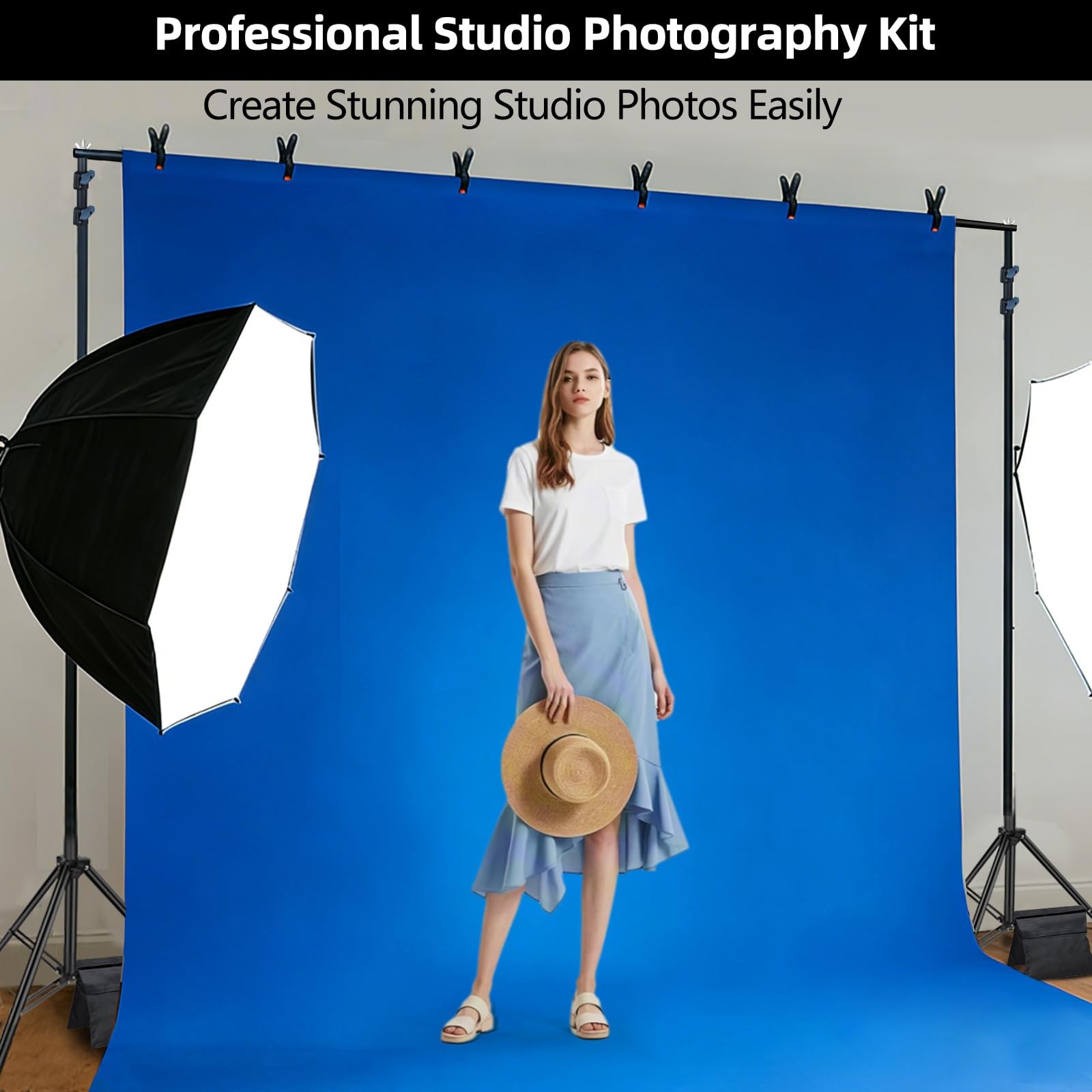 Photo Backdrop Stand 10×8.5ft(WxH), Heavy Duty Background Stand with 2 Sandba…