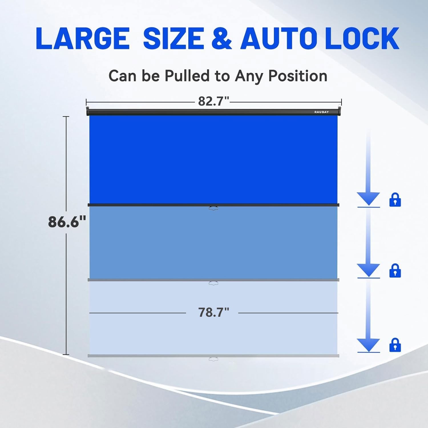 RAUBAY Retractable Pull Down Blue Screen – 78.7″ x Wider(78.7 x 86.6in),