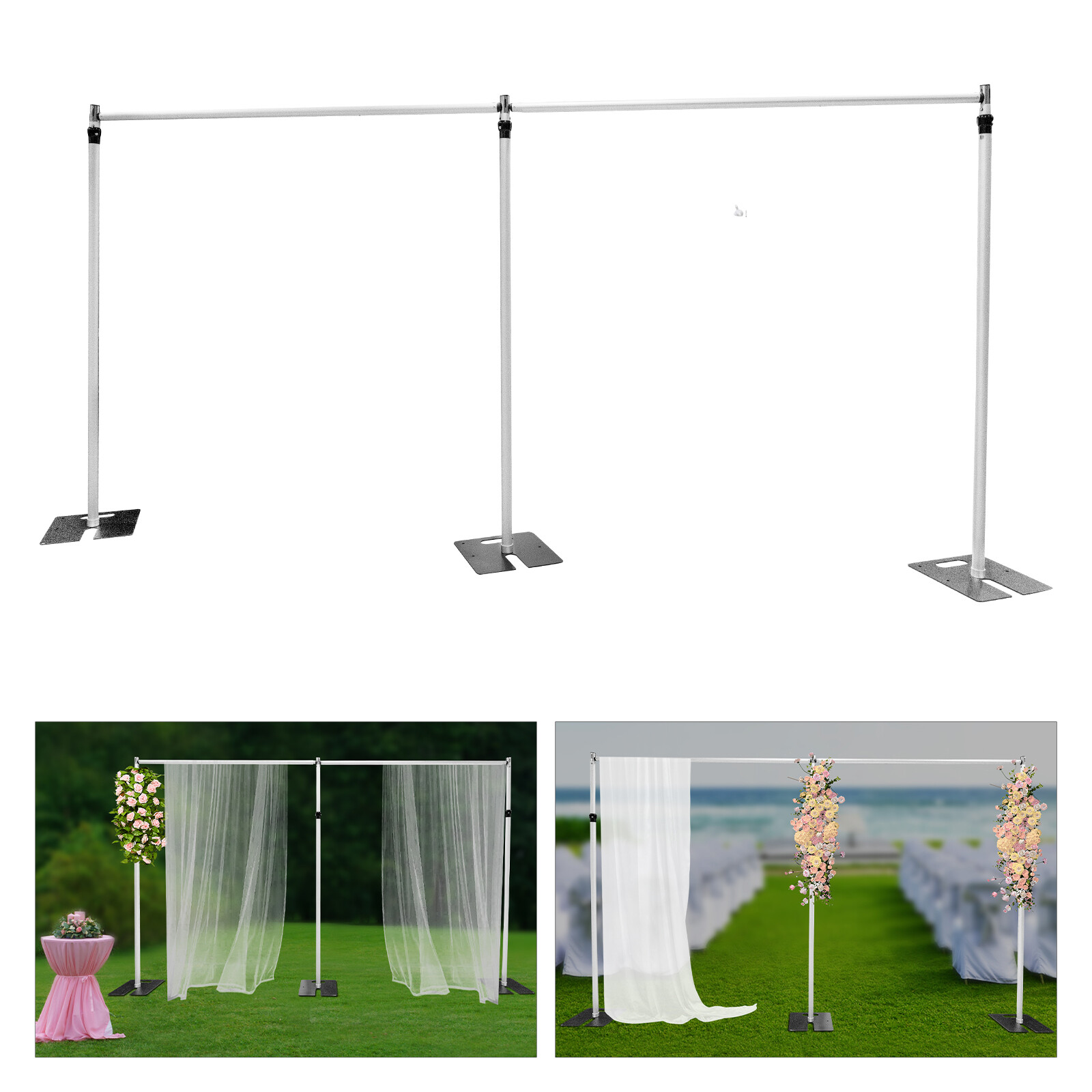 20x10ft Adjustable Pipe Drape Backdrop Stand Kit Photography Background Support