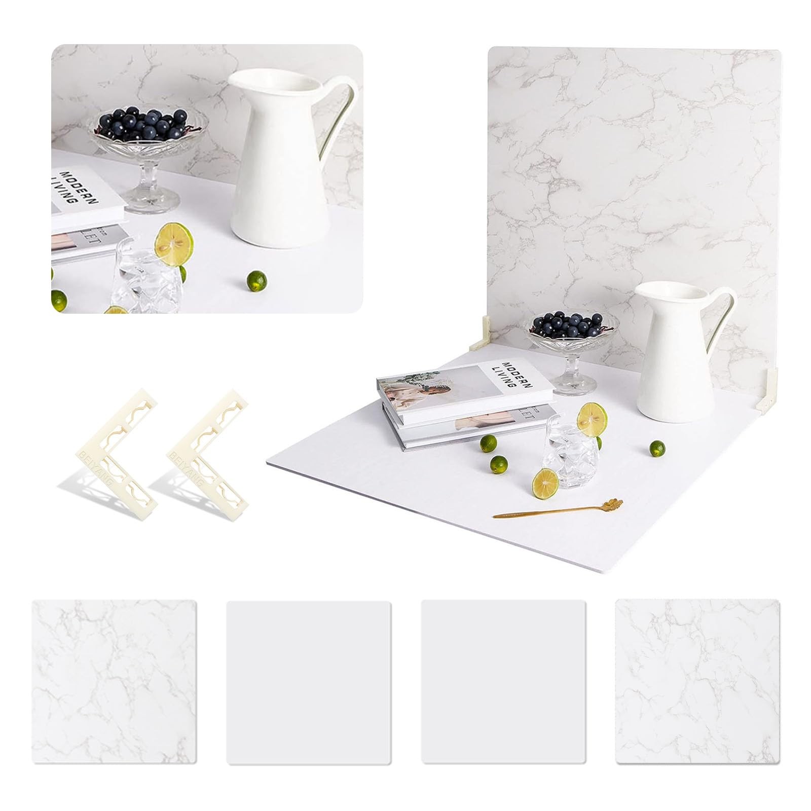 2 PCS Boards Photo Backdrop 2 Marbles Texture for Flat Lay, Food Photography …