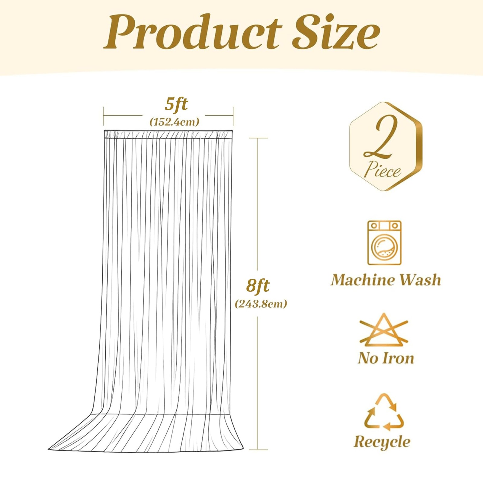 10ft x 8ft Photo Backdrop Curtains Ivory Wrinkle-Free Polyester Fabric Backdr…