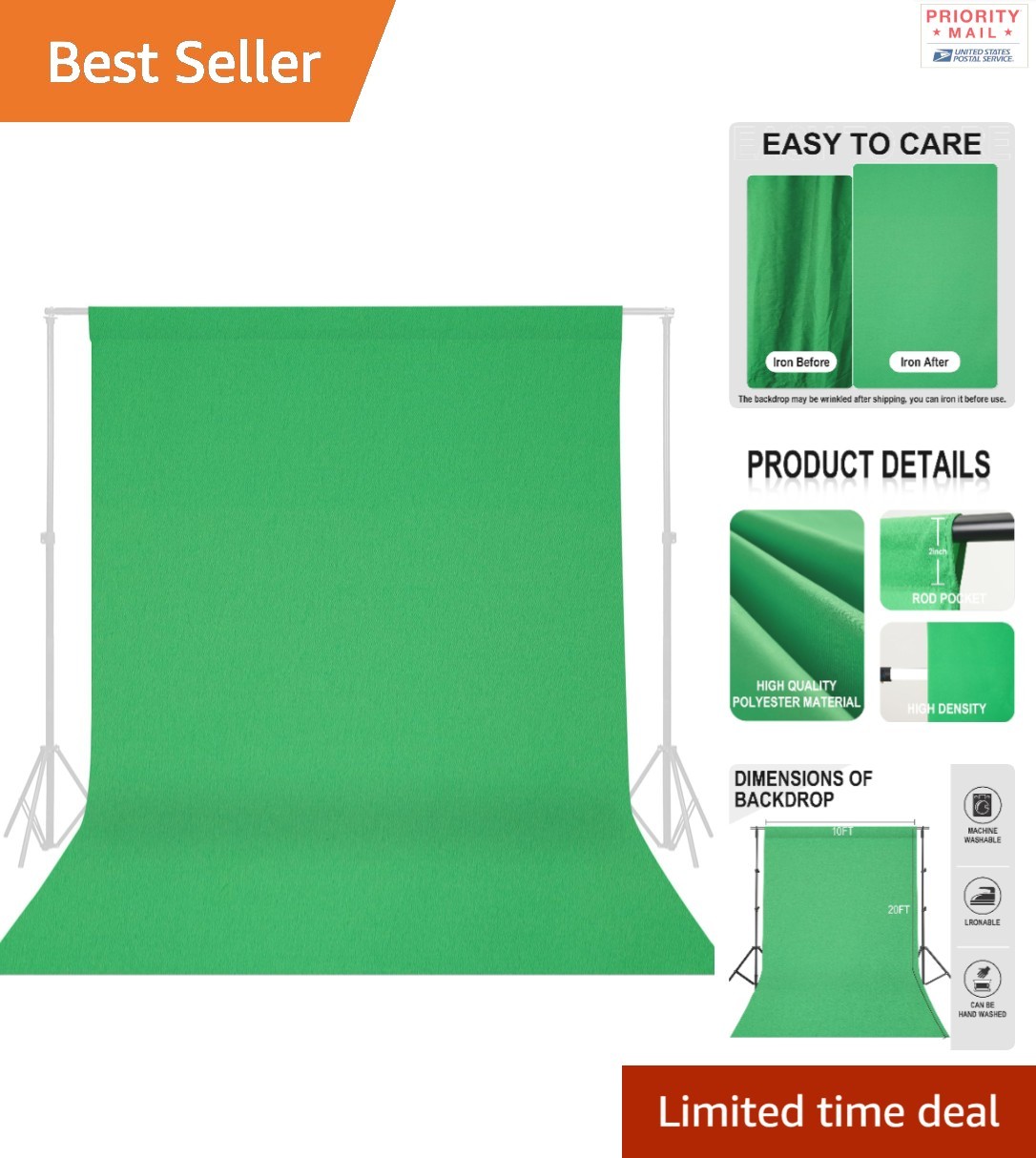10 x 20 ft Green Photography Backdrop Lightweight Easy to Iron for All Occasions