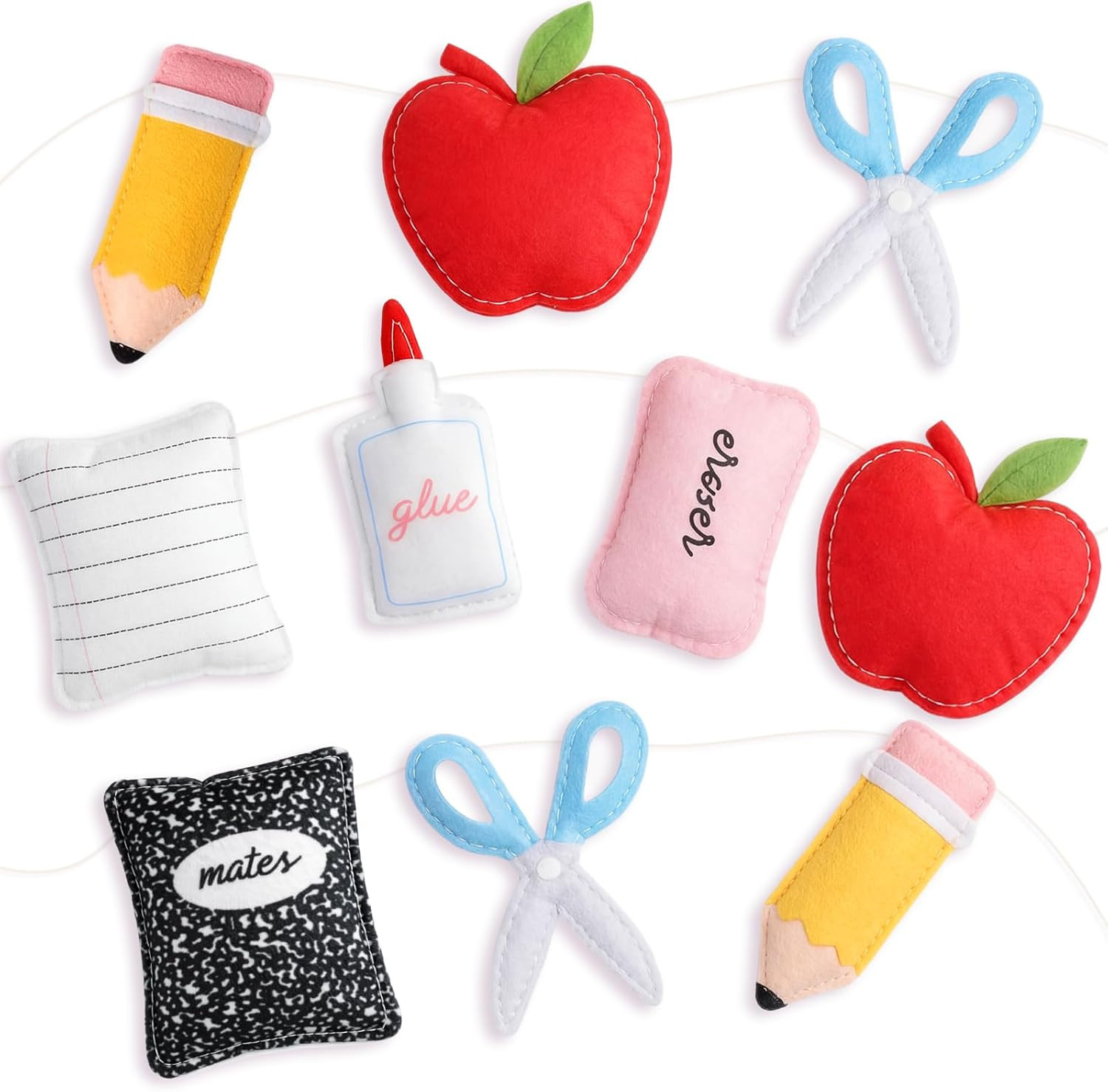 Apple Composition Notebooks Pencil Garland Felt Banner for Back to School Decora