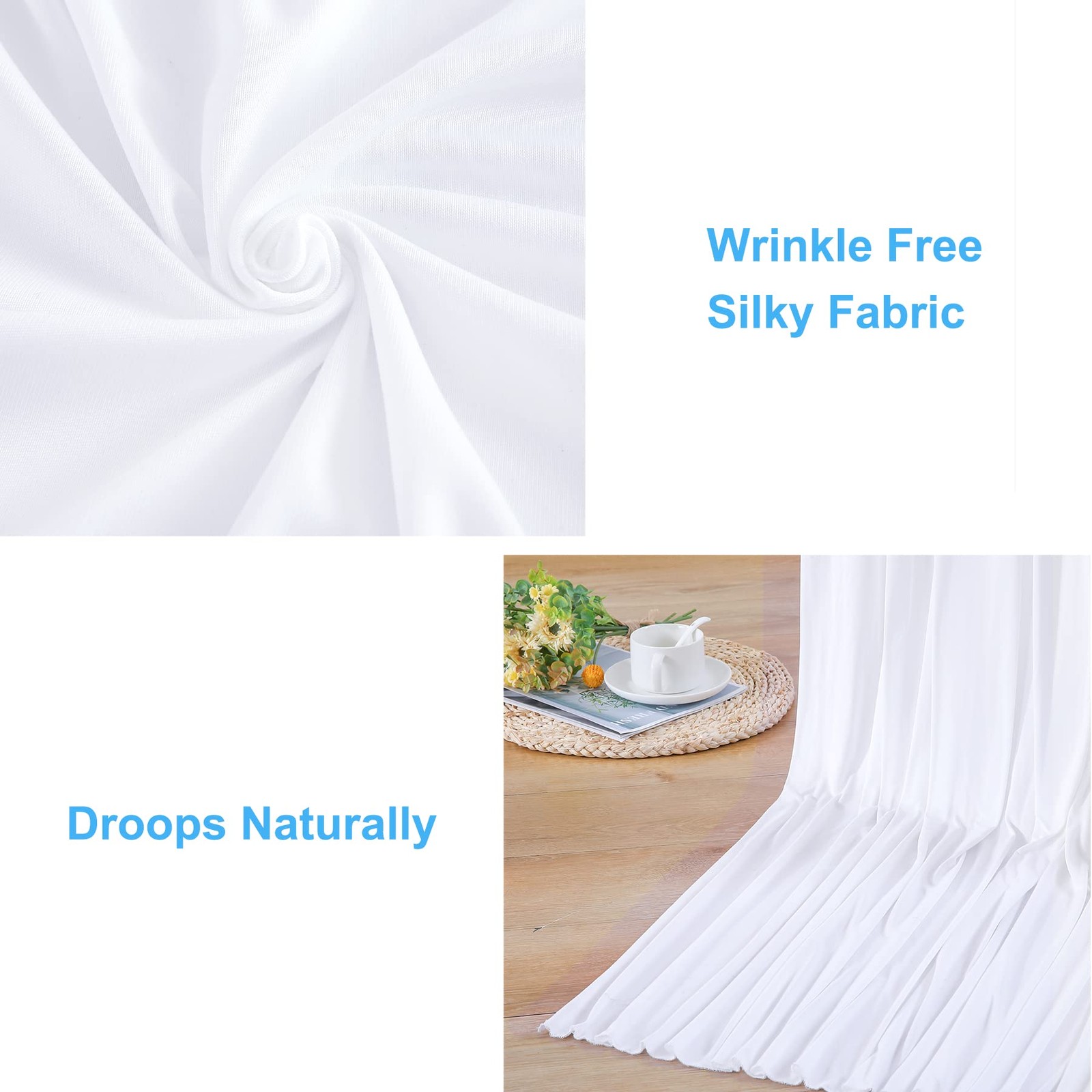 10×12 ft White Backdrop Curtains Panels Wrinkle Free Fabric Wedding Drapes