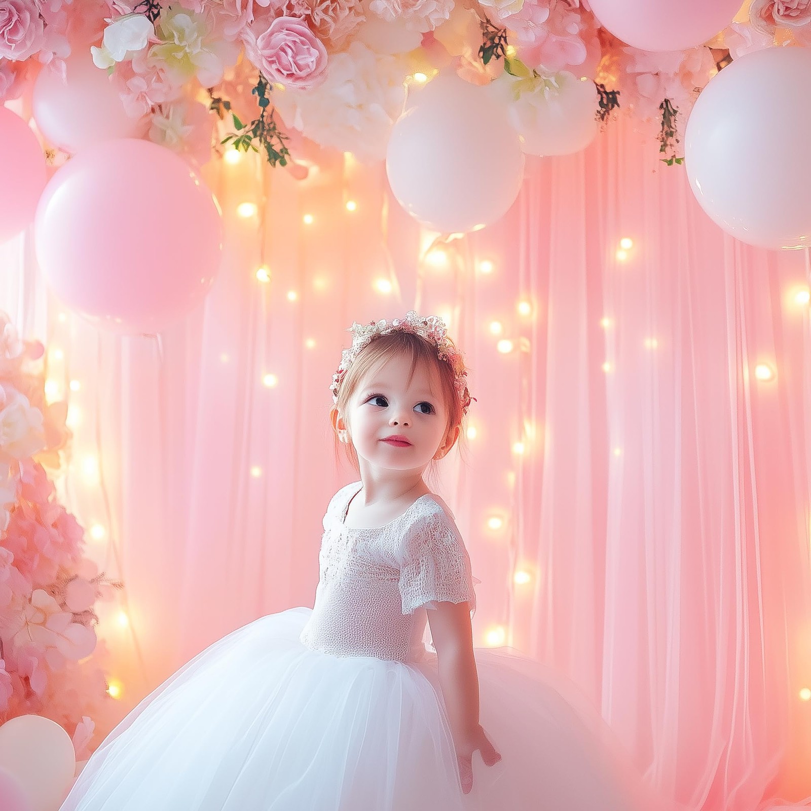 Tulle Backdrop Curtain with Lights String 10FT X 10FT Pink Sheer Tulle Backdr…