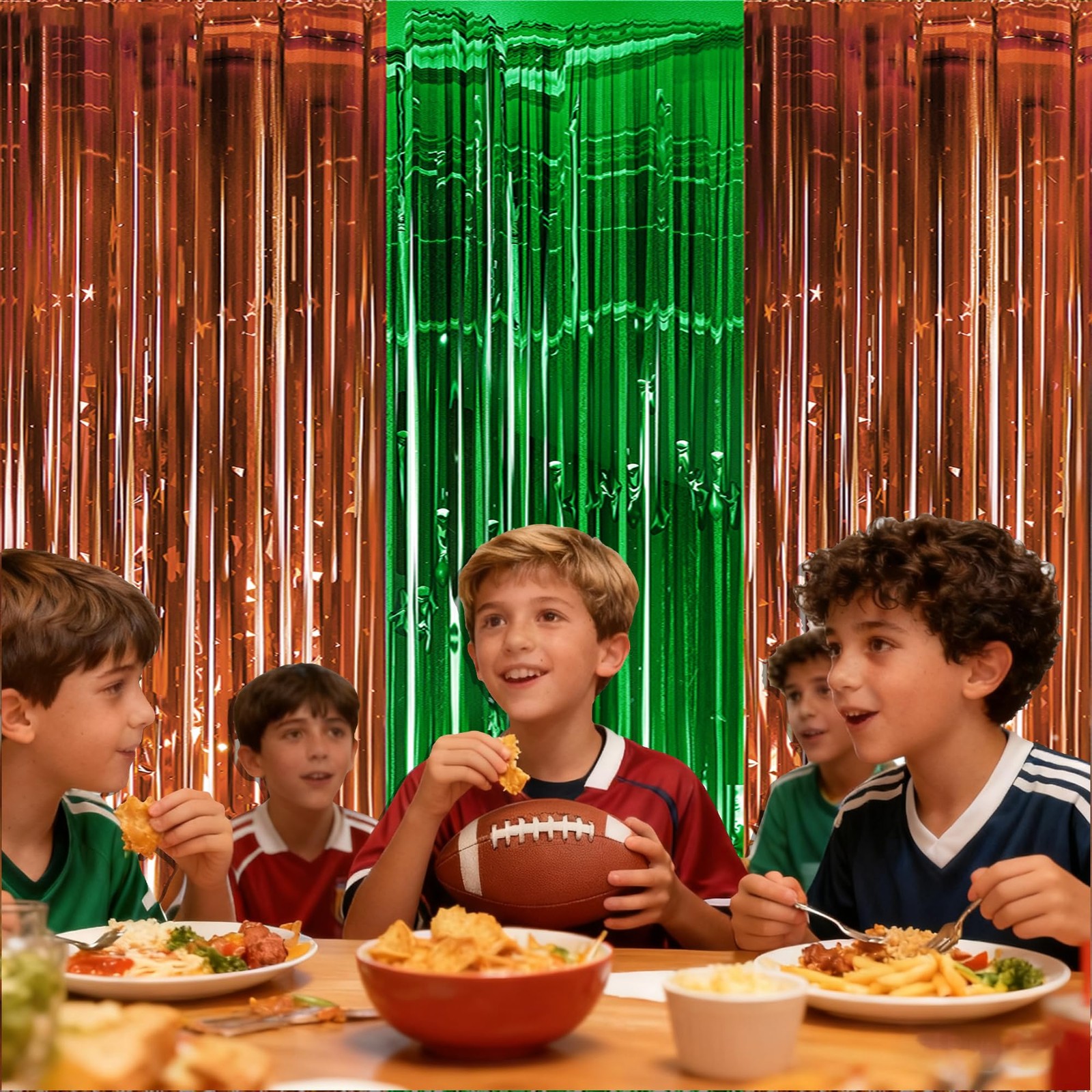 Football Party Decorations for Super Game Bowl 3.3FT × 6.56FT, Green Brown