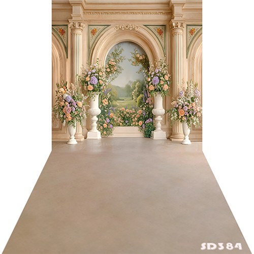 10’x20’CP Arch Floral Column Scenic Microfiber Fabric background backdrop SD384