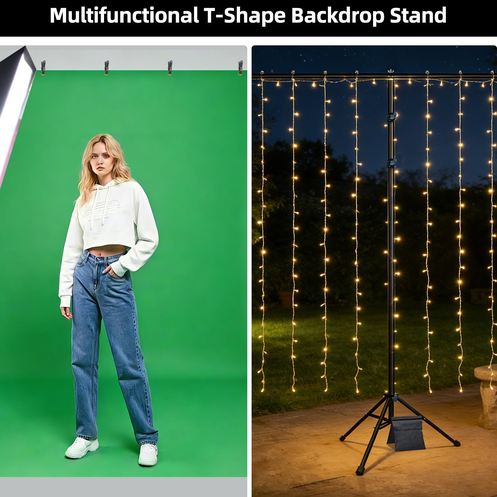 Photo Backdrop Stand 10×8.5ft(WxH), Heavy Duty Background Stand with 2 Sandba…