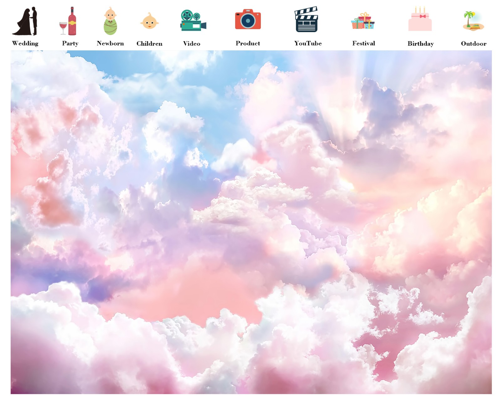 10x8ft Pastel Cloud Photo Backdrop Rainbow Cloud Background for Photography