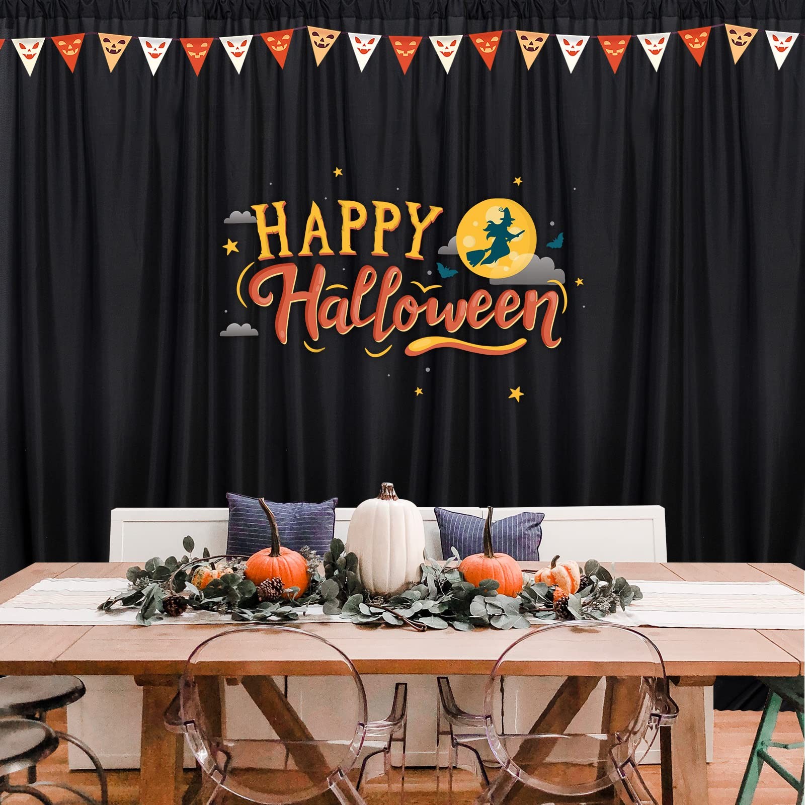 Black Backdrop Curtain for Party, Background Drapes Panels with Rod Pocket, F…