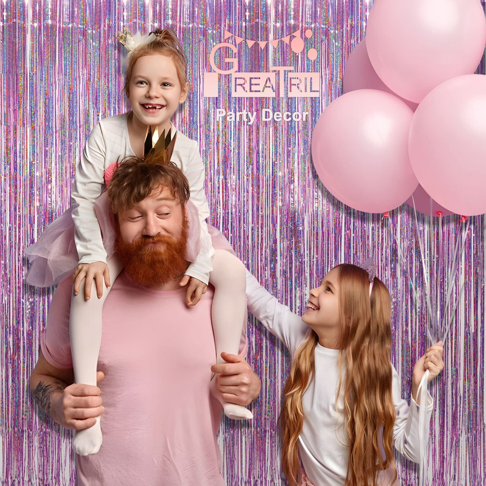 Pink Tinsel Curtain Party Backdrop – Foil Fringe Curtain Lilac Pink Party Str…